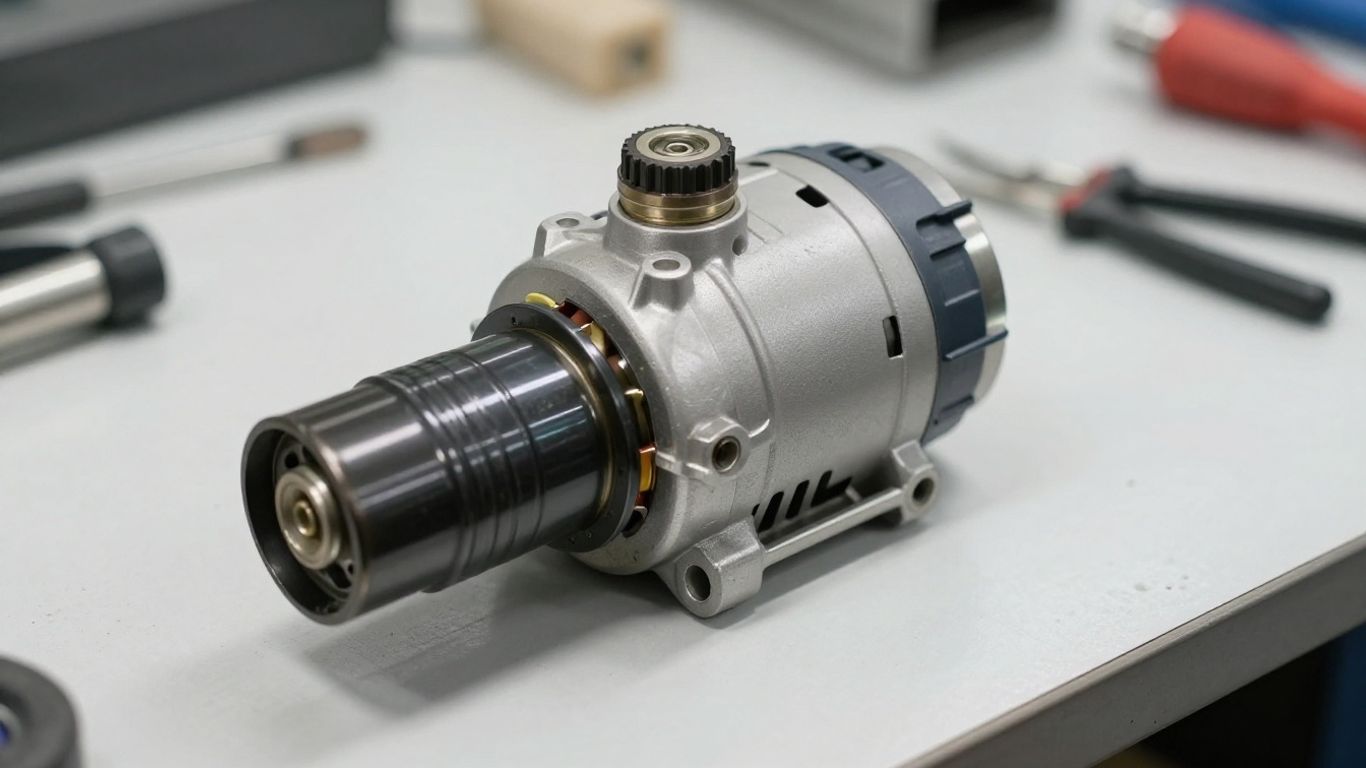 Used Audi alternator on a clean workbench