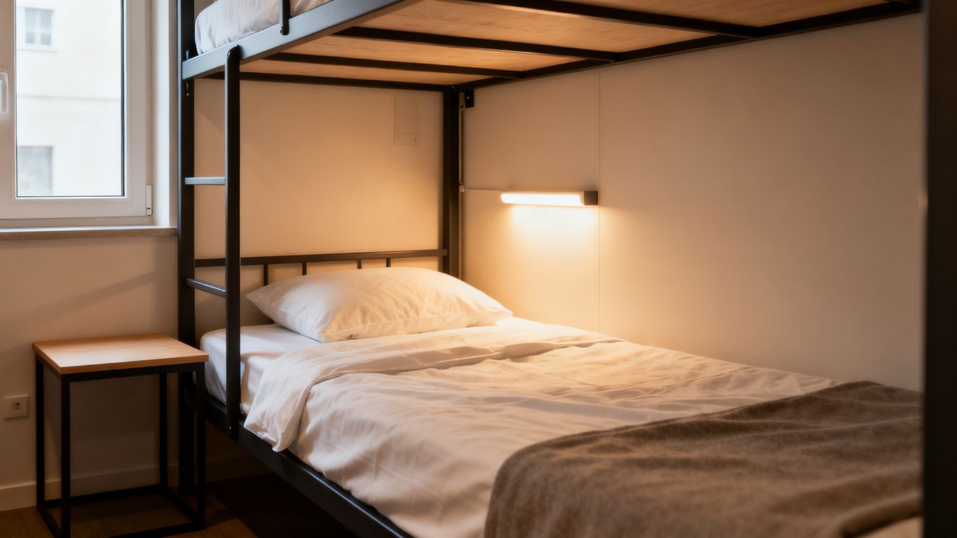 A clean and tidy hostel room interior