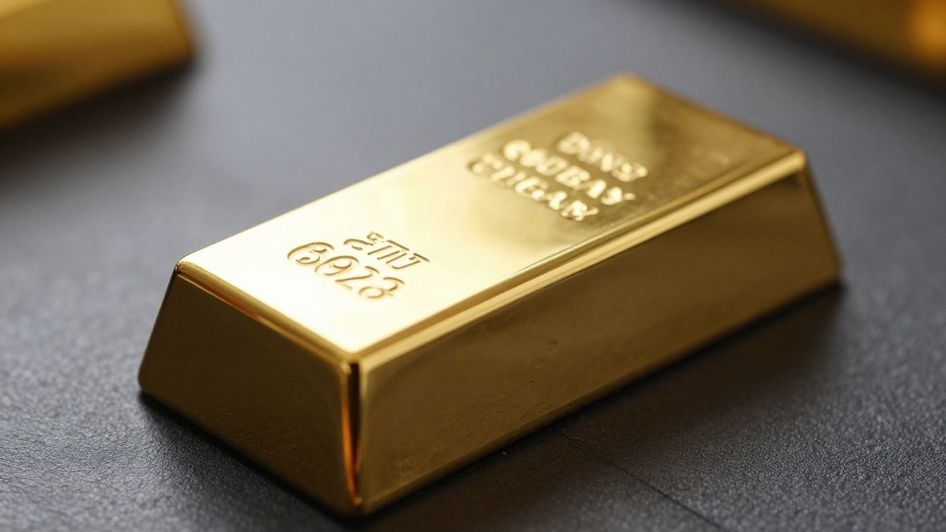 Barre d'or brillant sur fond sombre.
