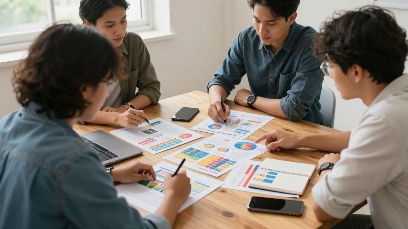 Marketing team planning connected campaign channels
