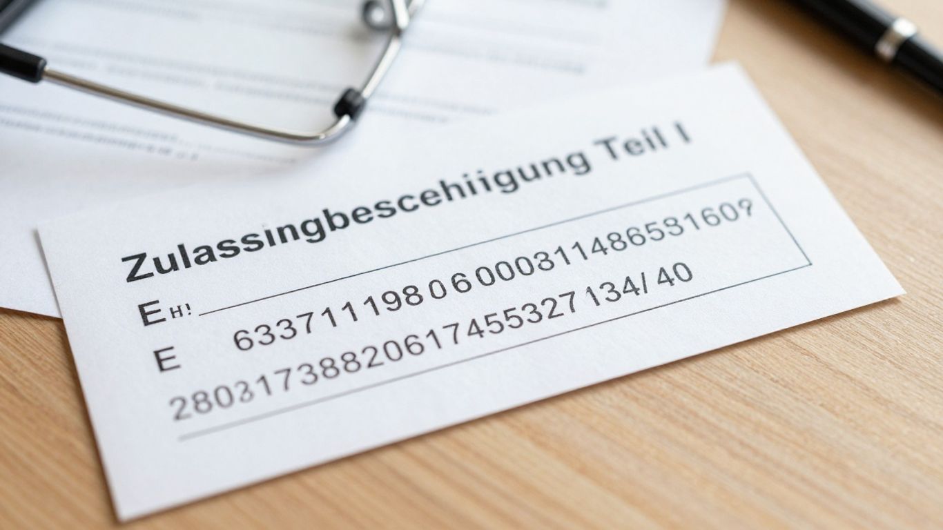 Zulassungsbescheinigung mit hervorgehobenem Feld für die Fahrgestellnummer