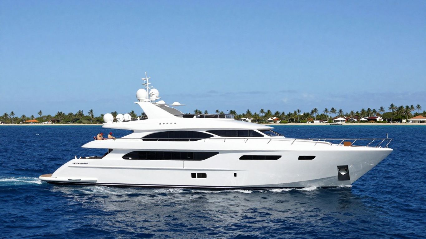 'Ohana' yacht sailing on a bright blue ocean.