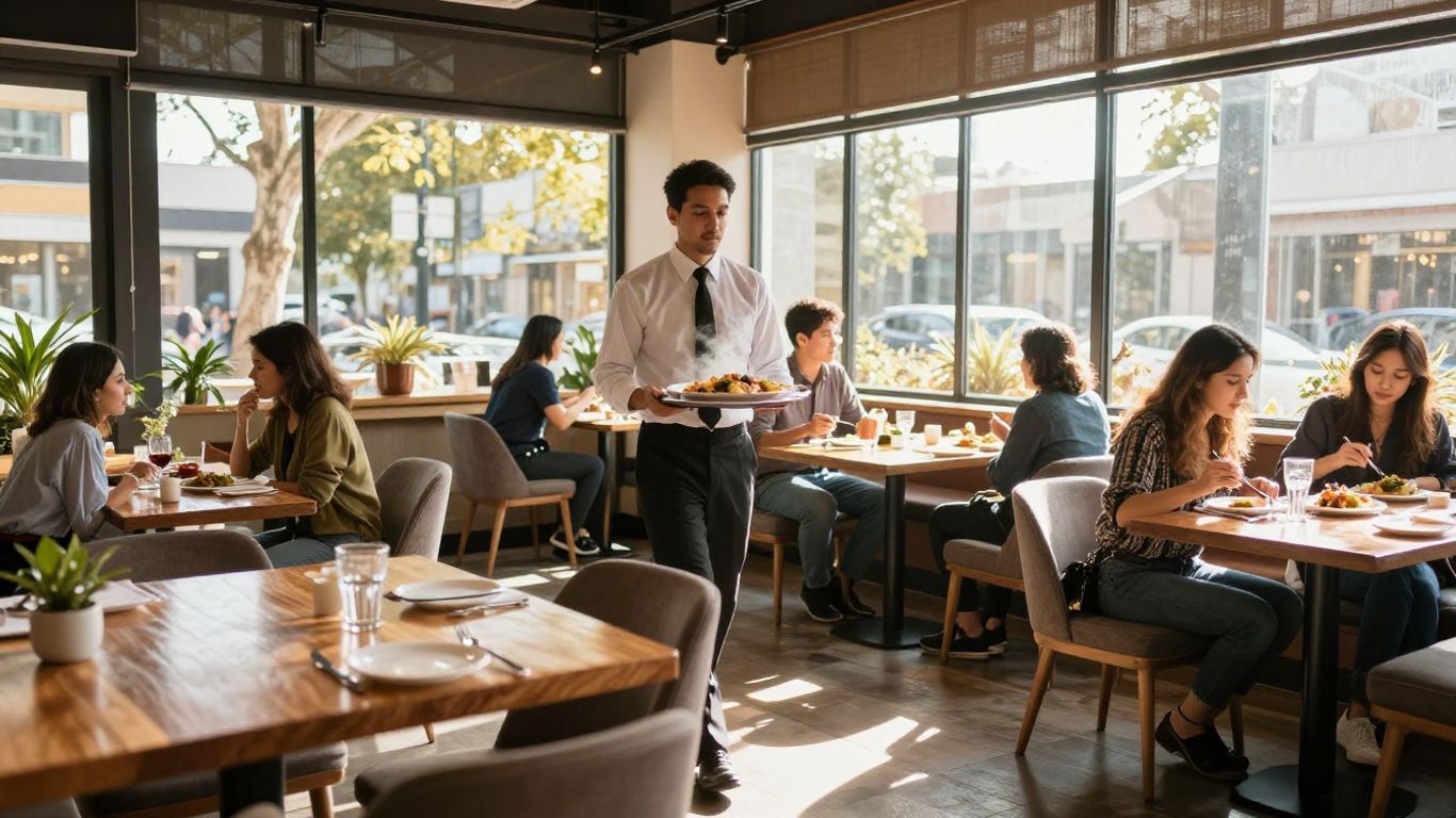 Gastronomiebetrieb mit Gästen und Essen zum Thema Betriebsausgaben absetzen Selbstständige
