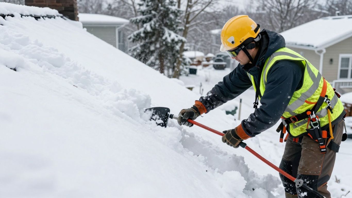 How to remove snow from roof safely using a roof rake in winter