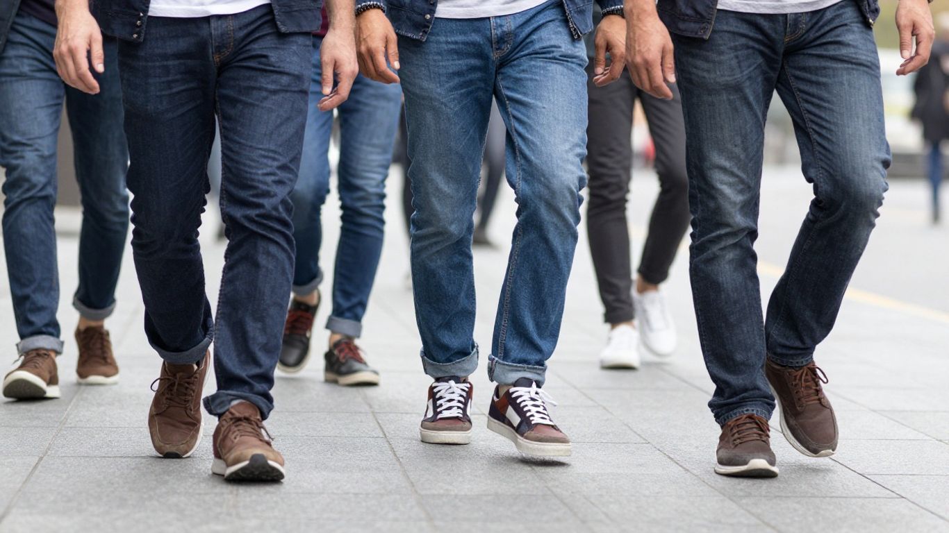Oameni purtând adidași moderni într-un cadru urban vibrant