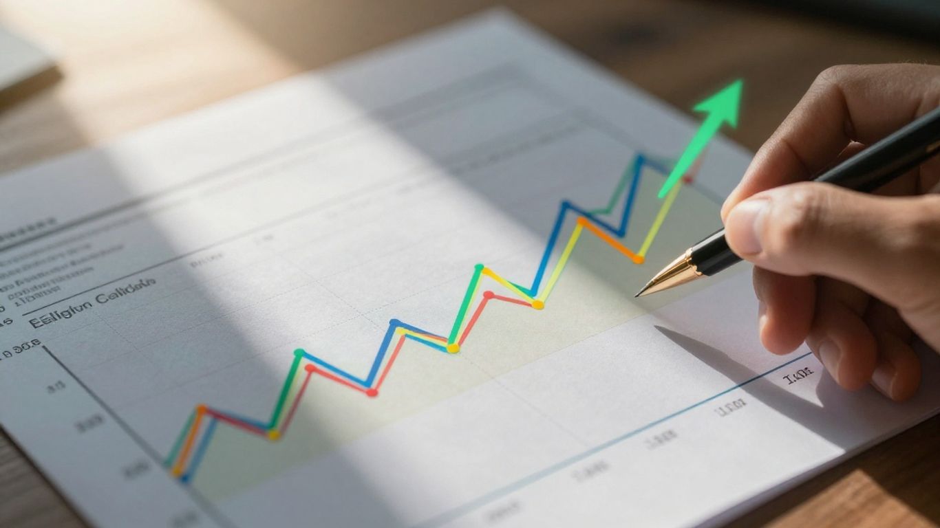 Yahoo Finance interface with financial data visualizations.