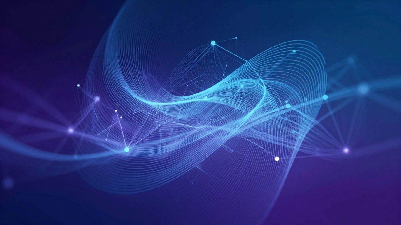 Flux d'informations numériques avec des formes abstraites.