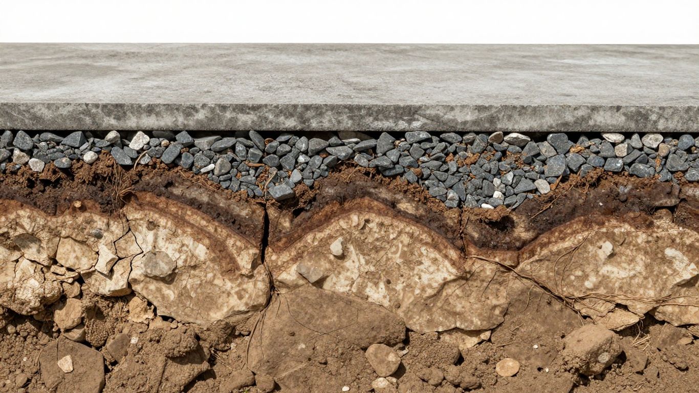 Detailed view of soil layer shifting