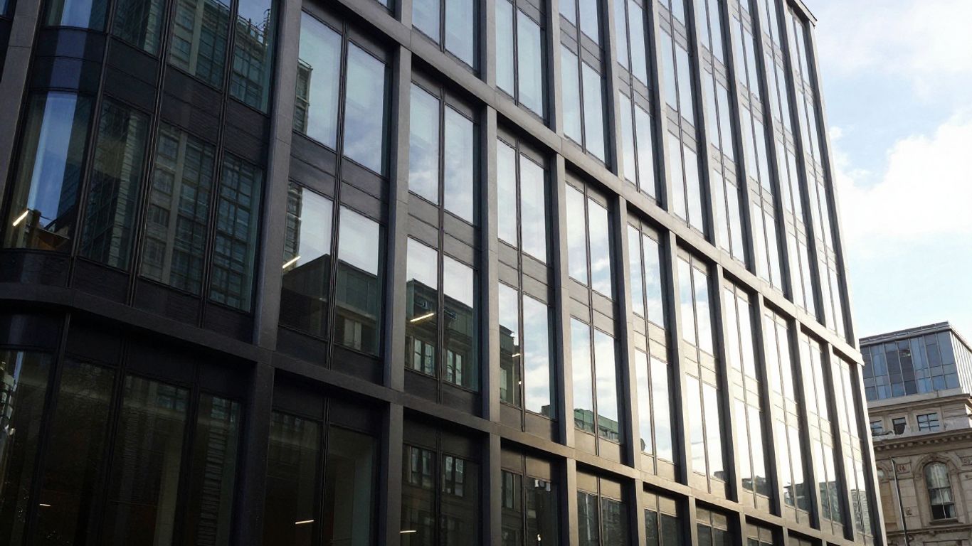 Modern UK office building with extensive glass facade.