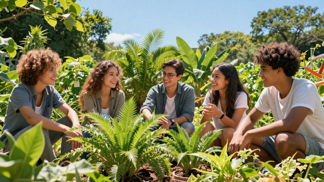 Personas sonriendo y prosperando en un entorno natural.