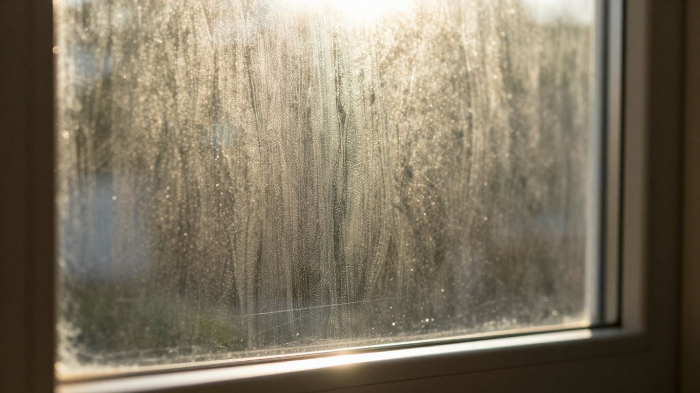 Window film blocking intense sunlight on a glass pane.