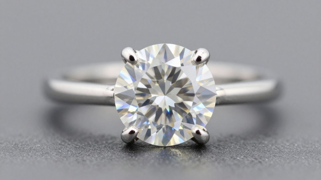 Elegant solitaire diamond ring on a finger.