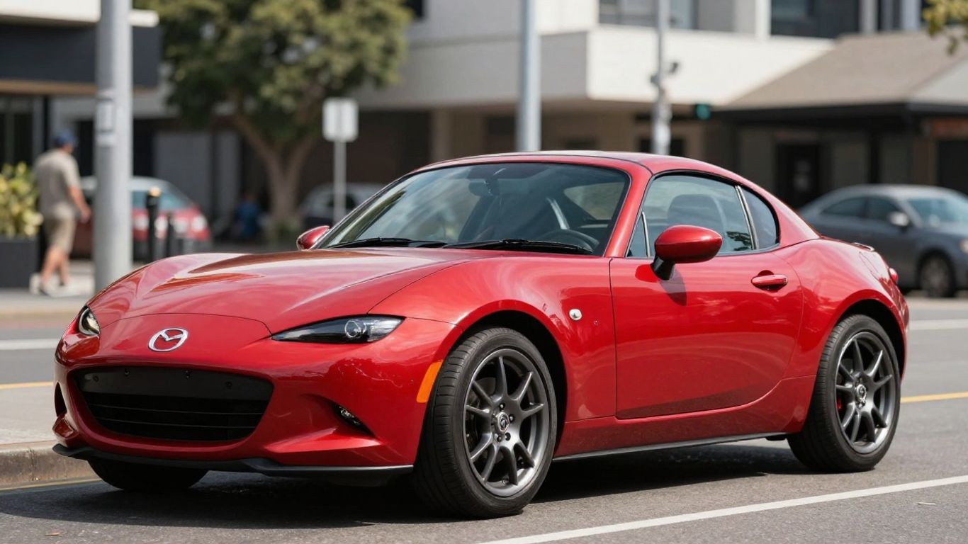 Red Mazda MX-5 Miata on a Sydney street.