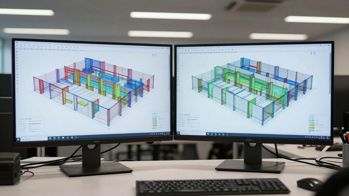 Engineer reviewing BIM and finite element model
