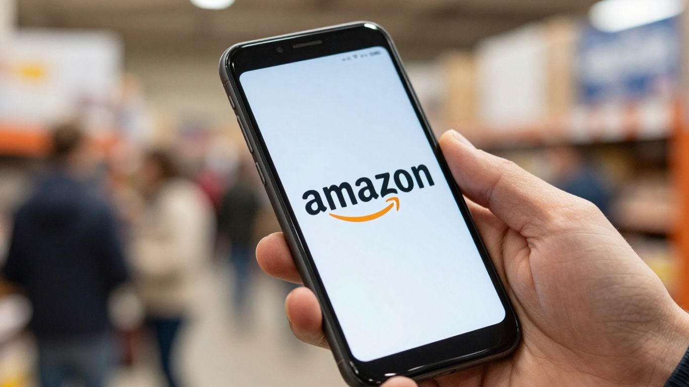 Amazon bid optimization concept with digital marketplace.