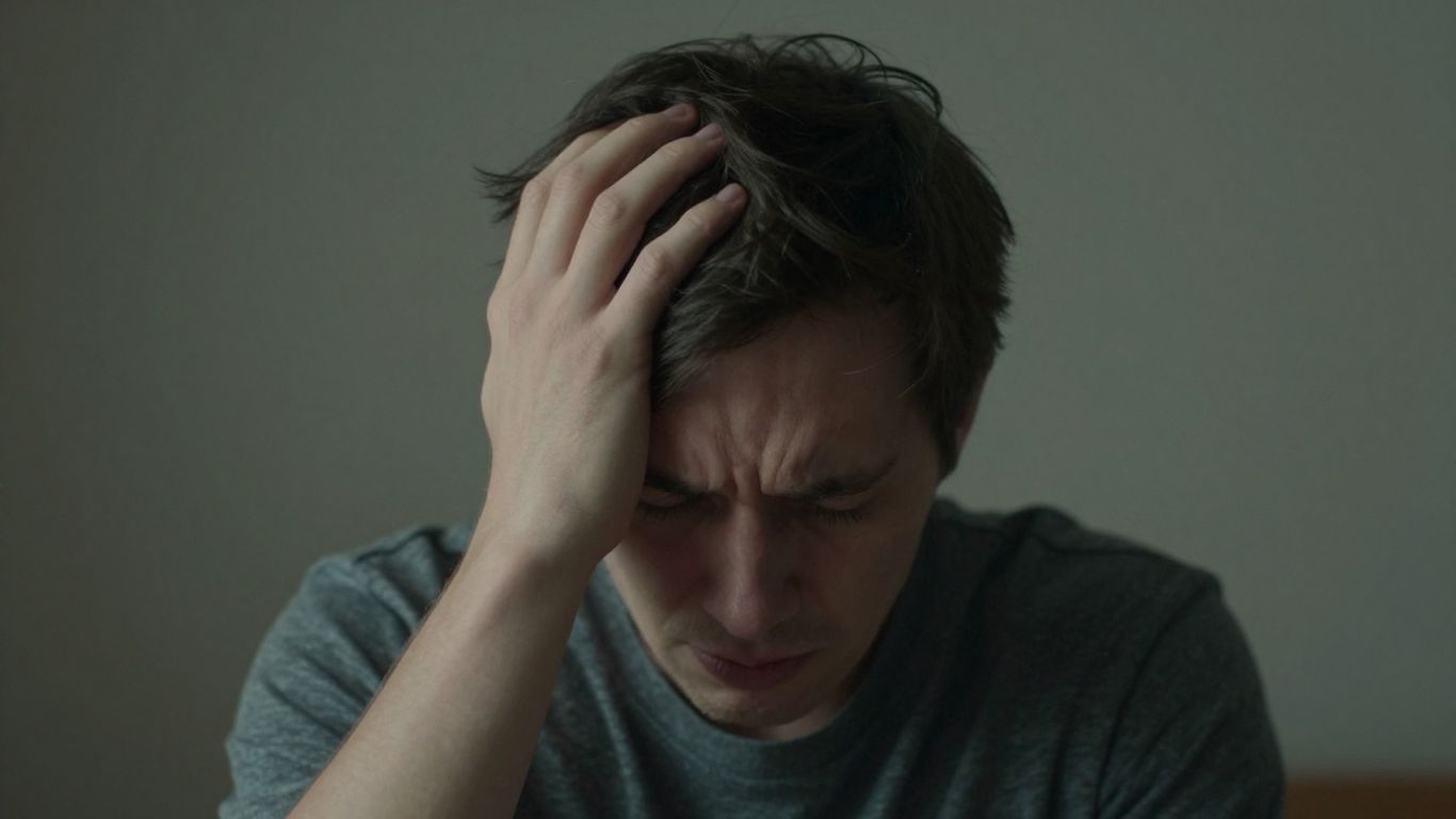 Person feeling dizzy with a spinning background.