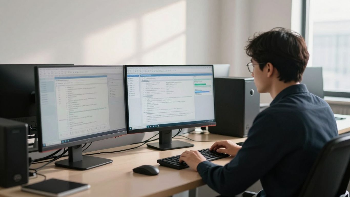 A consultant reviewing digital data