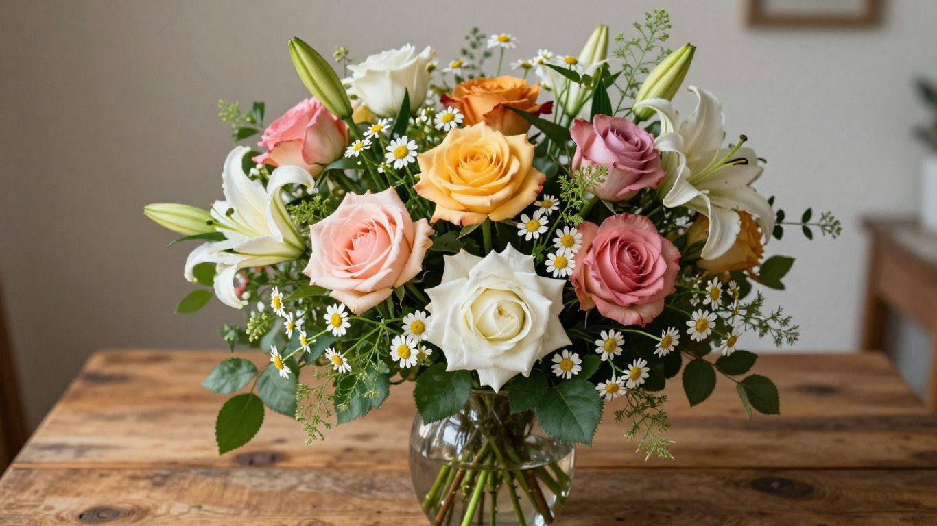 Enchanting birthday flower bouquet in a vase.