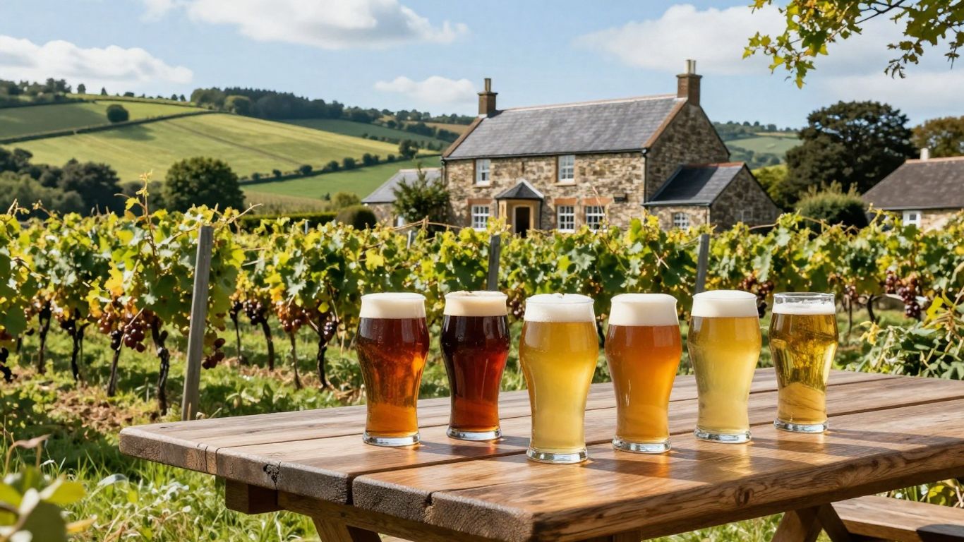 Norman countryside with craft beer flight