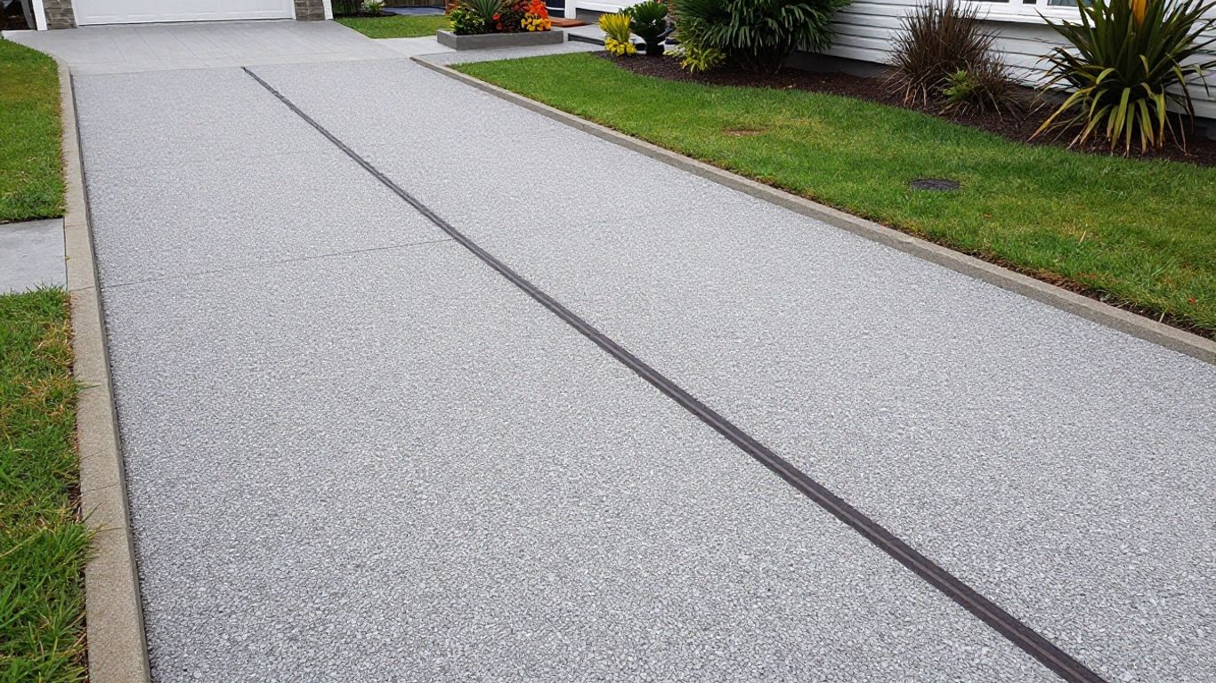 Concrete driveway with drainage and aggregate finish