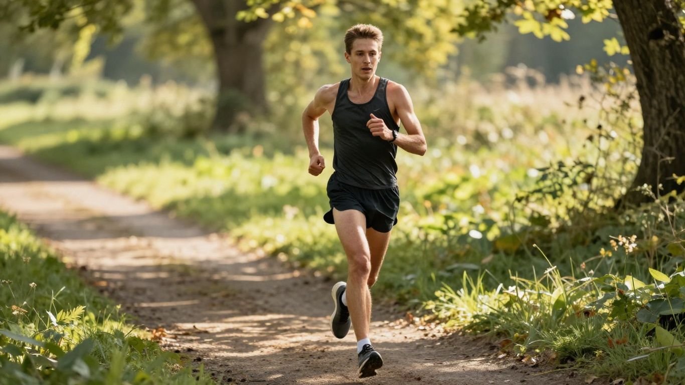 Runner stretching dynamically before a run.