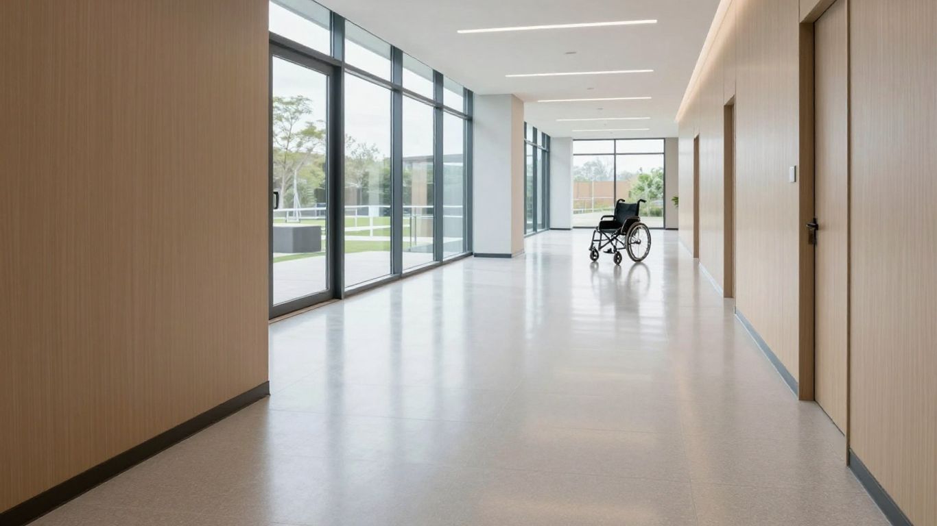 Wheelchair access on specialized gym flooring