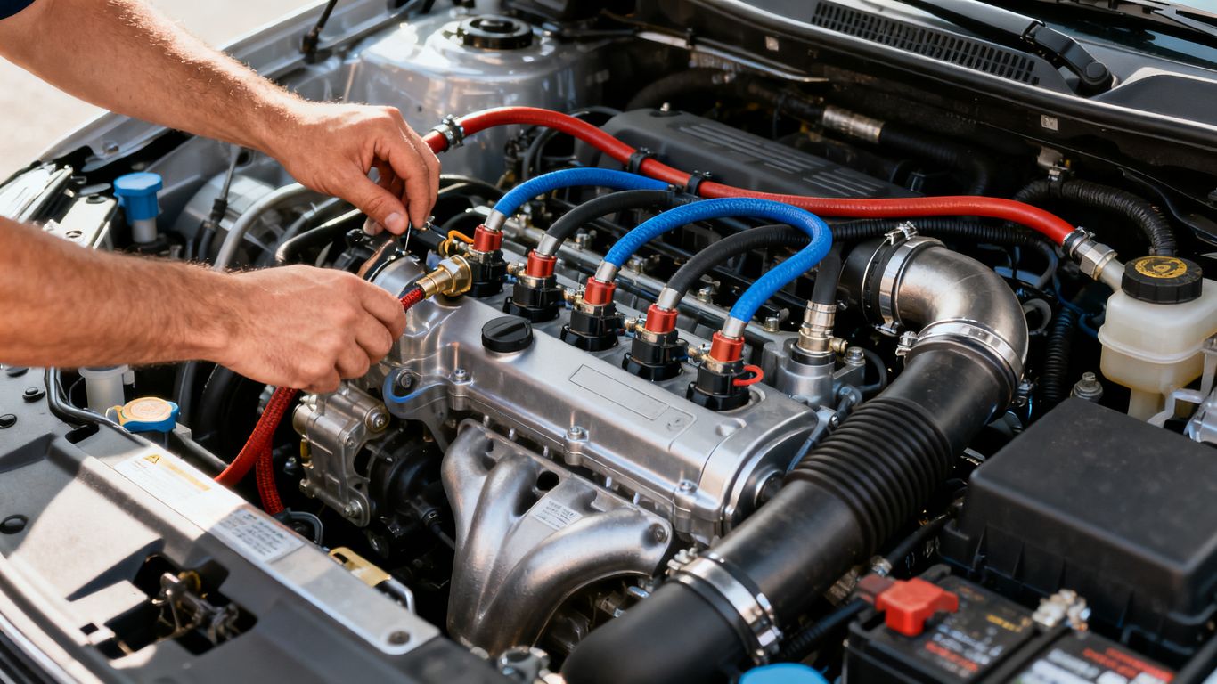 Motorraum eines gebrauchten 1.5 TSI bei Tageslicht