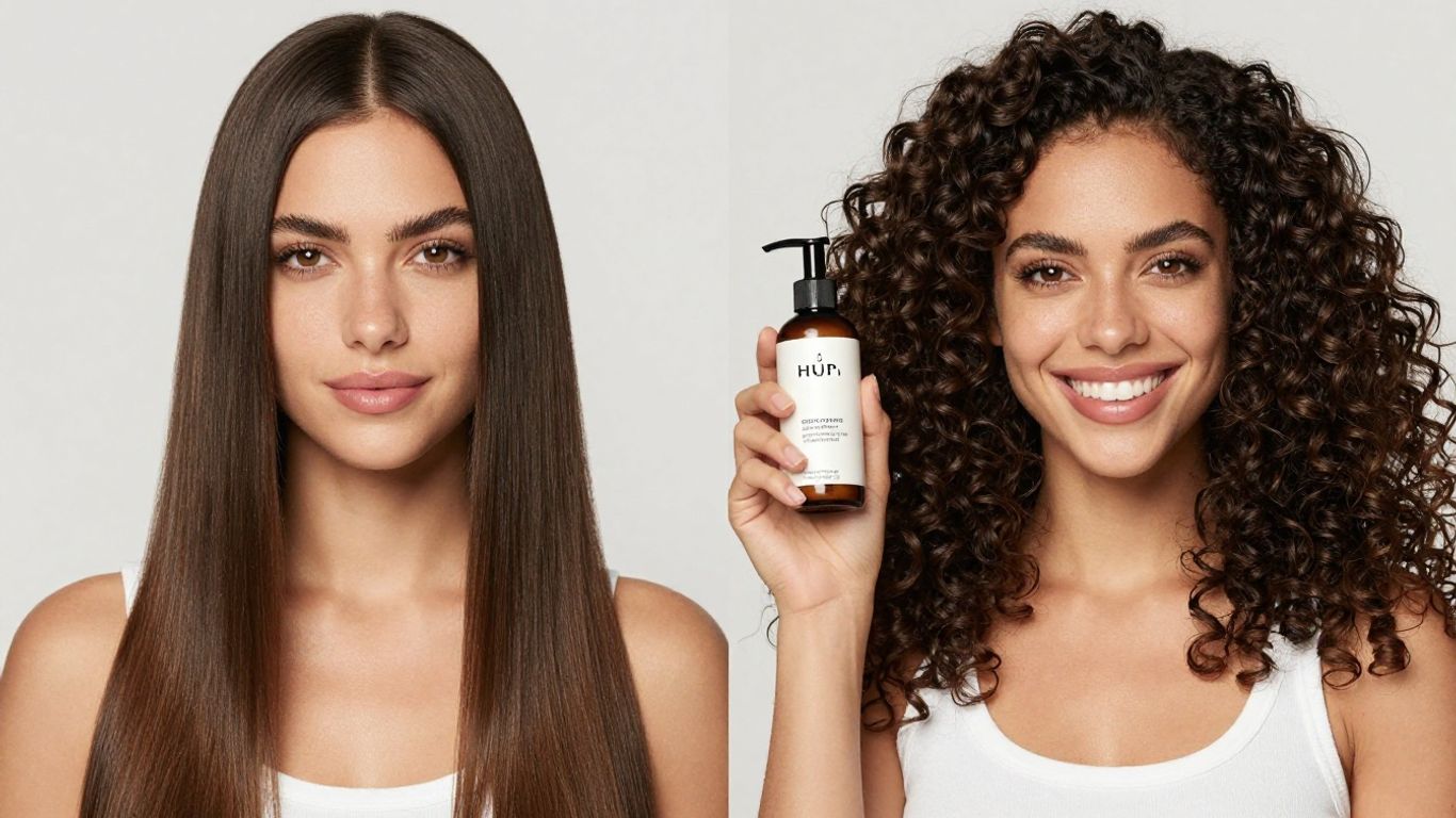 Woman transitioning from straight to natural hair.