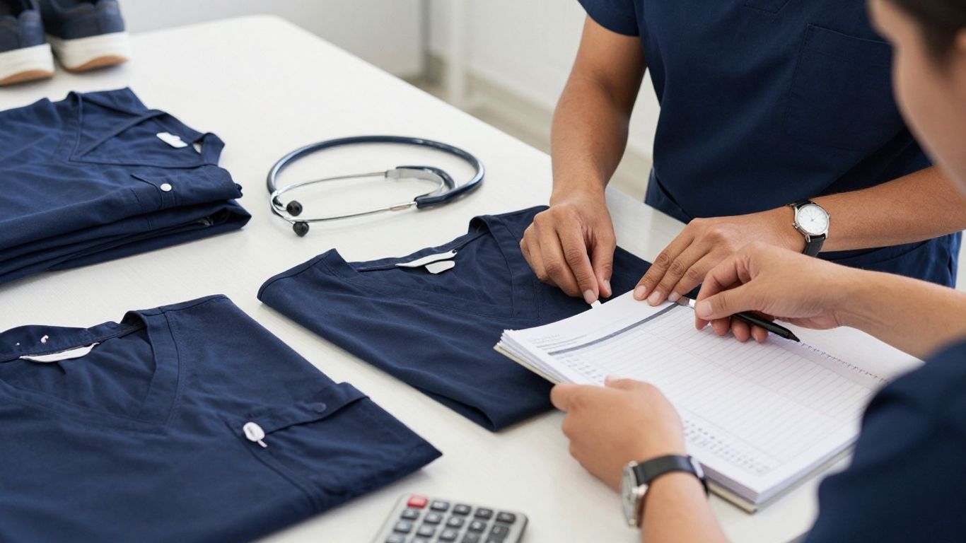 CNA student organizing training supplies and tuition notes