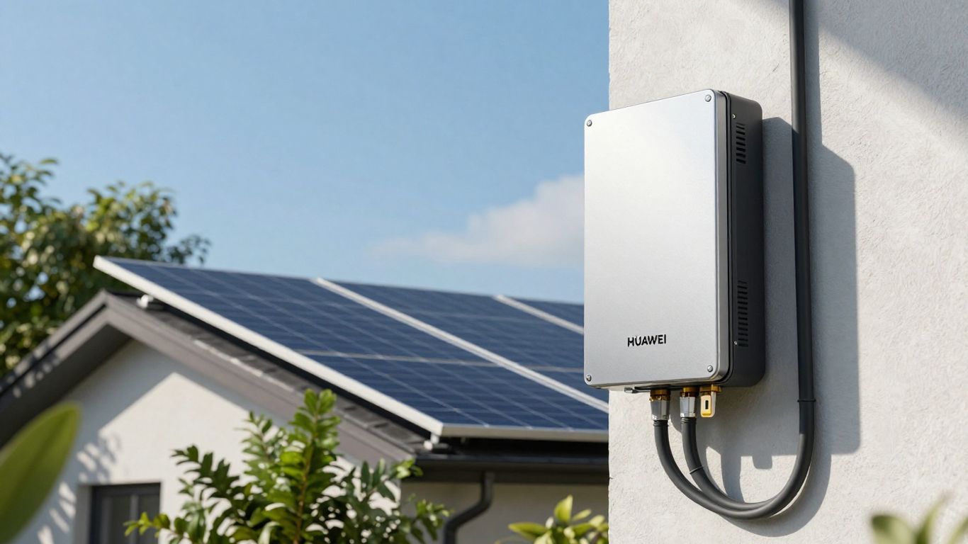 Onduleur Huawei installé avec panneaux solaires résidentiels