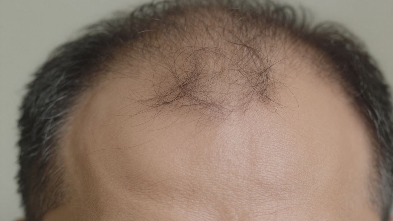 Clumps of hair falling from a person's scalp.