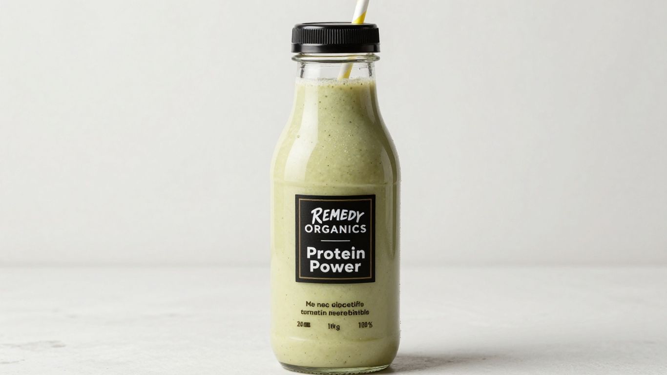 Remedy Organics Protein Power shake bottle.