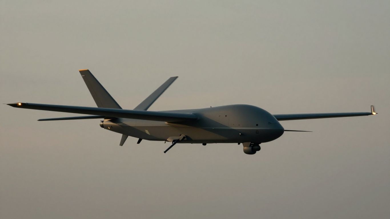 Red Dragon drone in flight, advanced autonomous warfare.