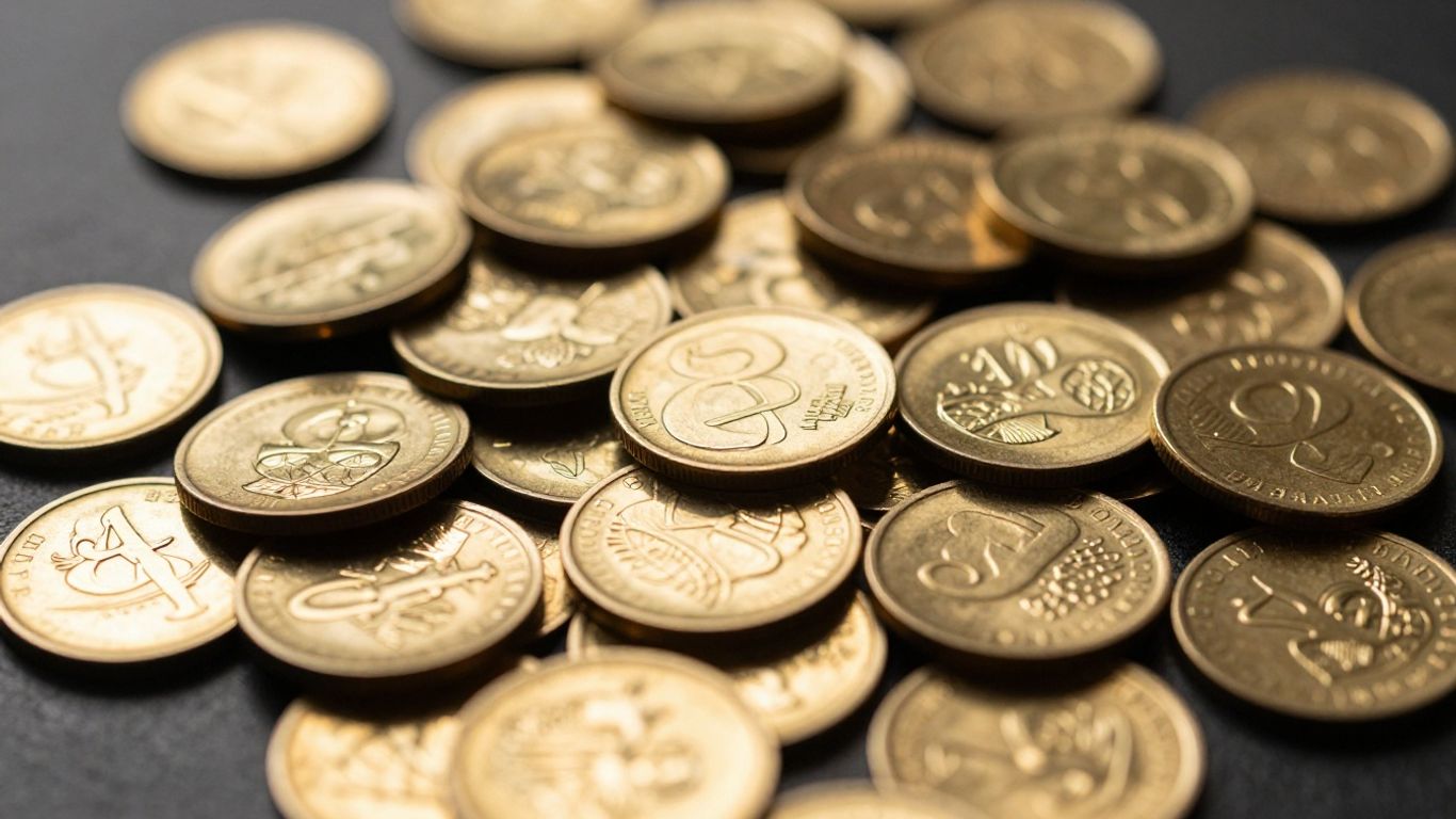 Pile of shiny gold coins