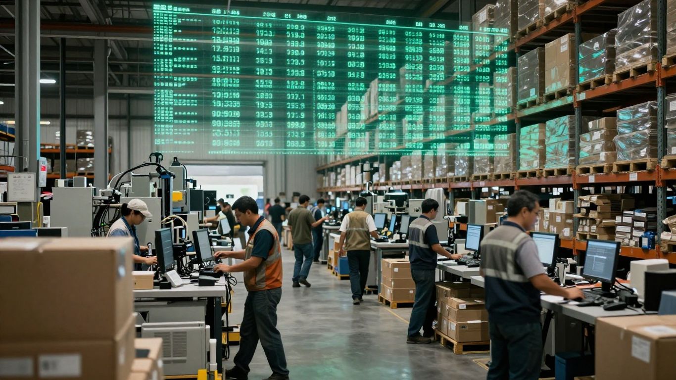Distribution center operations team working efficiently.