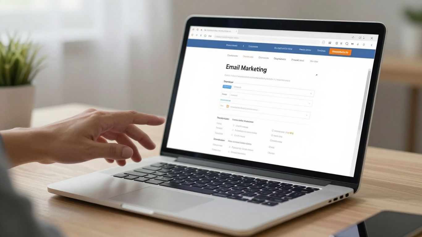 Email marketing dashboard on a laptop screen.