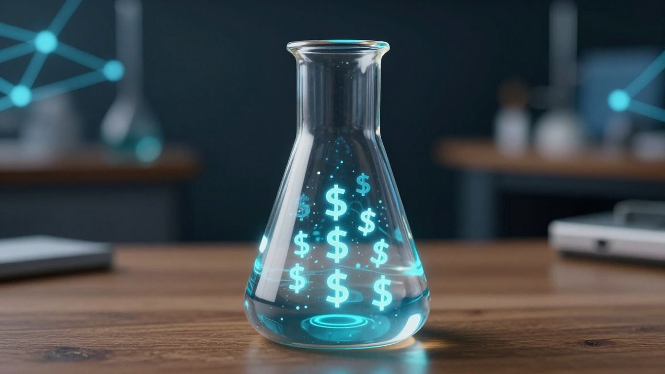 Affiliate Lab logo with digital currency and network background.