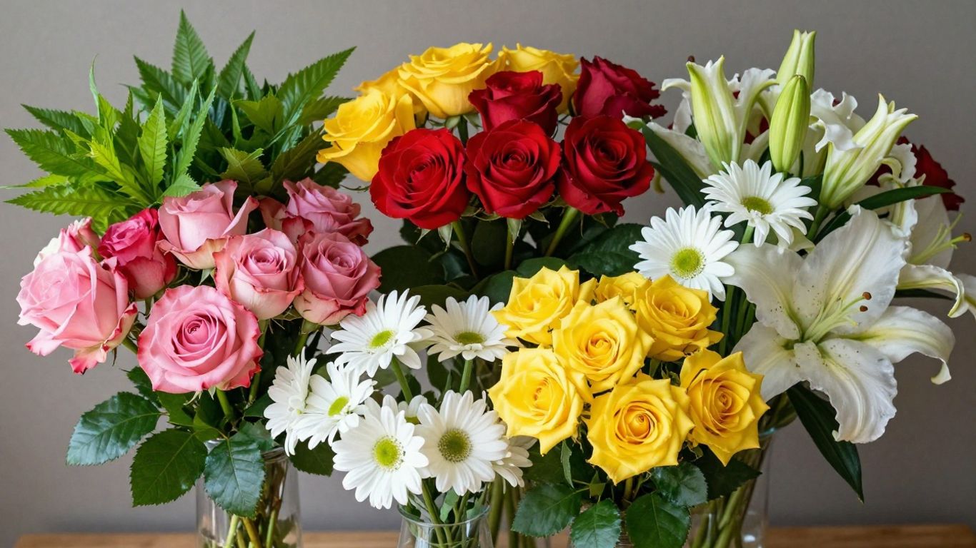 Colorful birthday flower bouquet arrangement