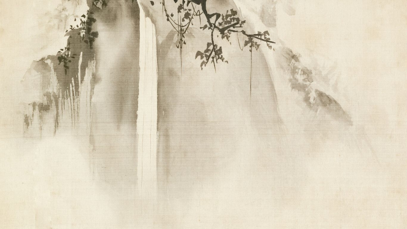 Historical scroll showing ancient Chinese landscape art
