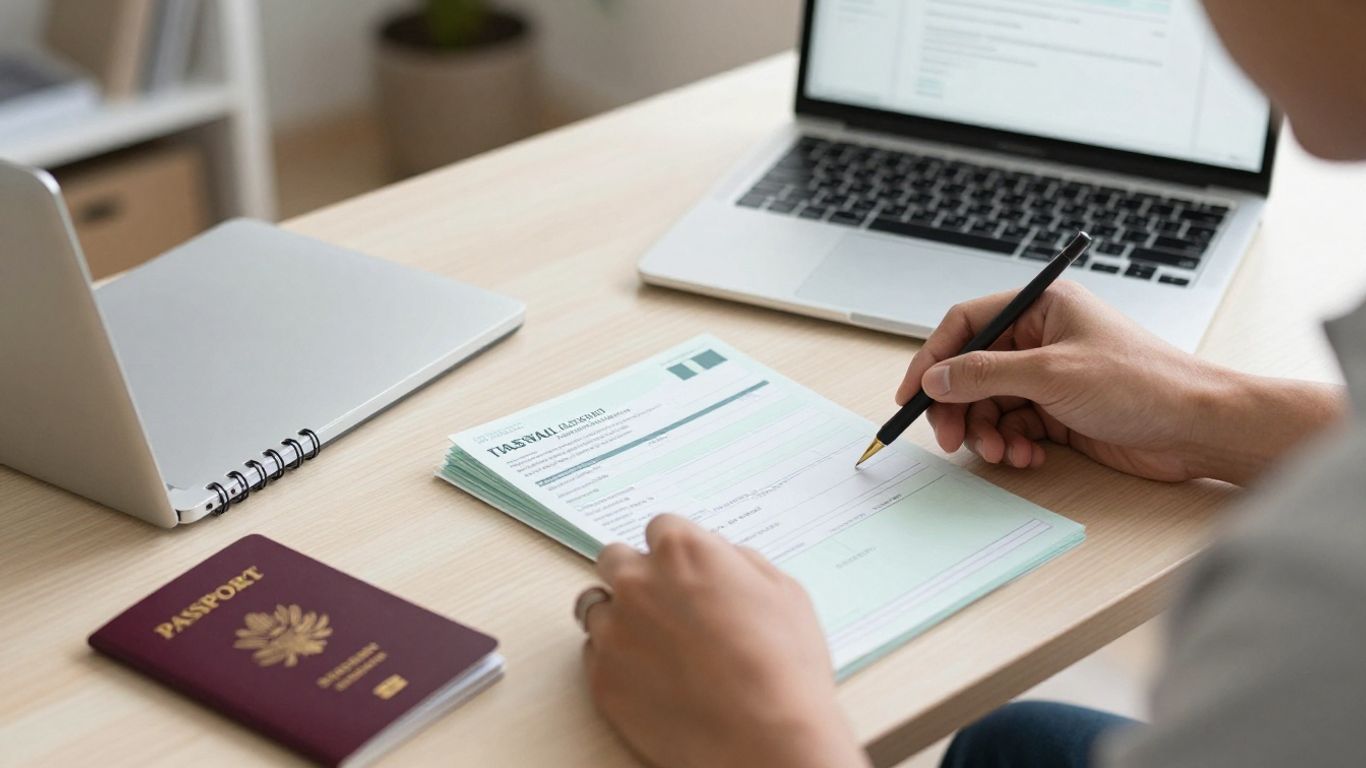 Traveler reviewing official U.S. support information