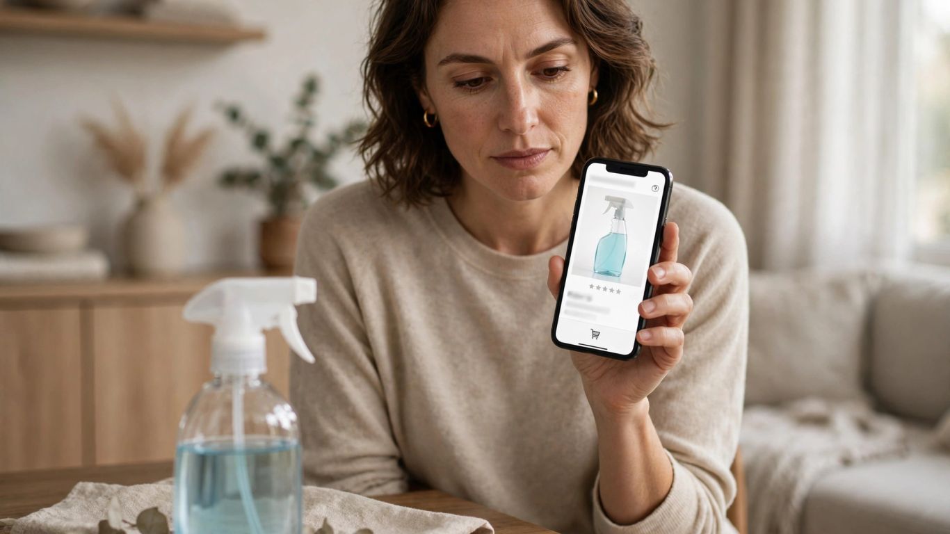 Shopper comparing product details on mobile