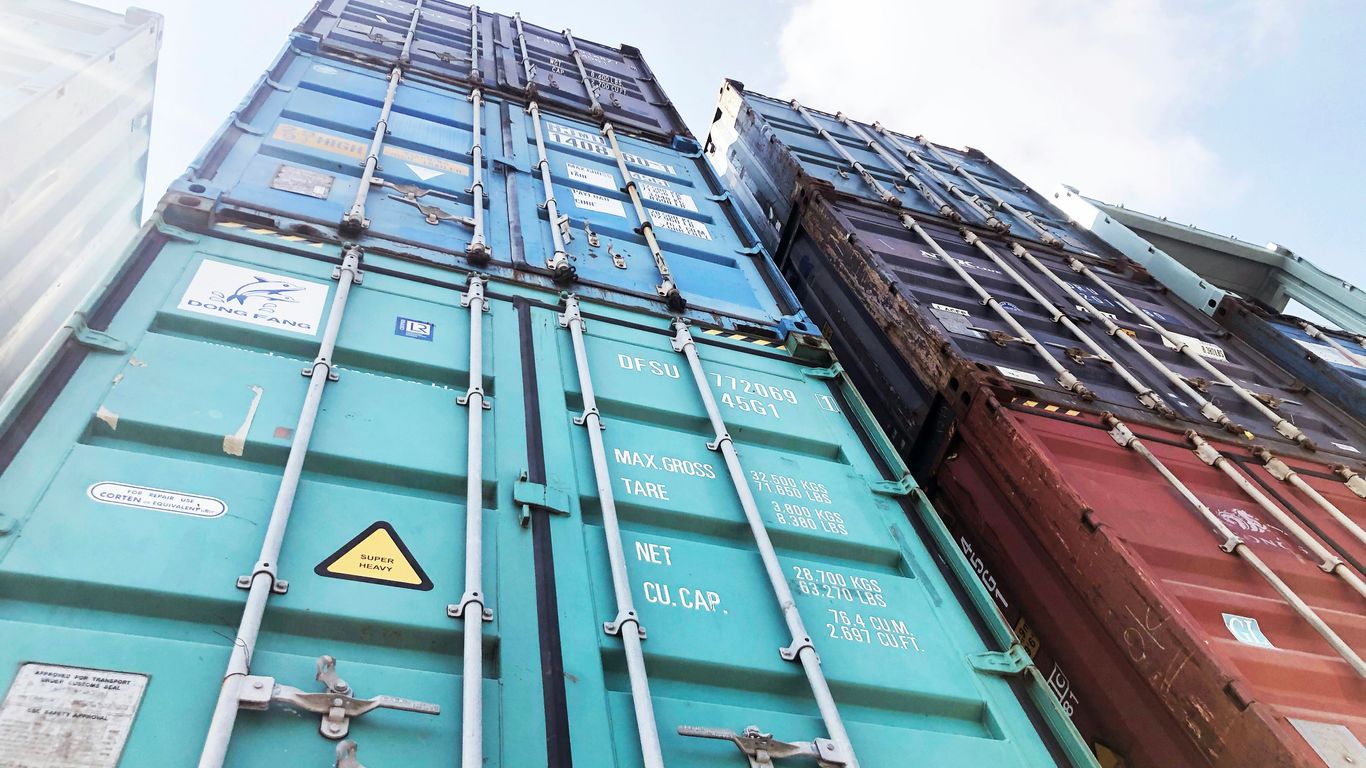 Container of household appliances ready for export