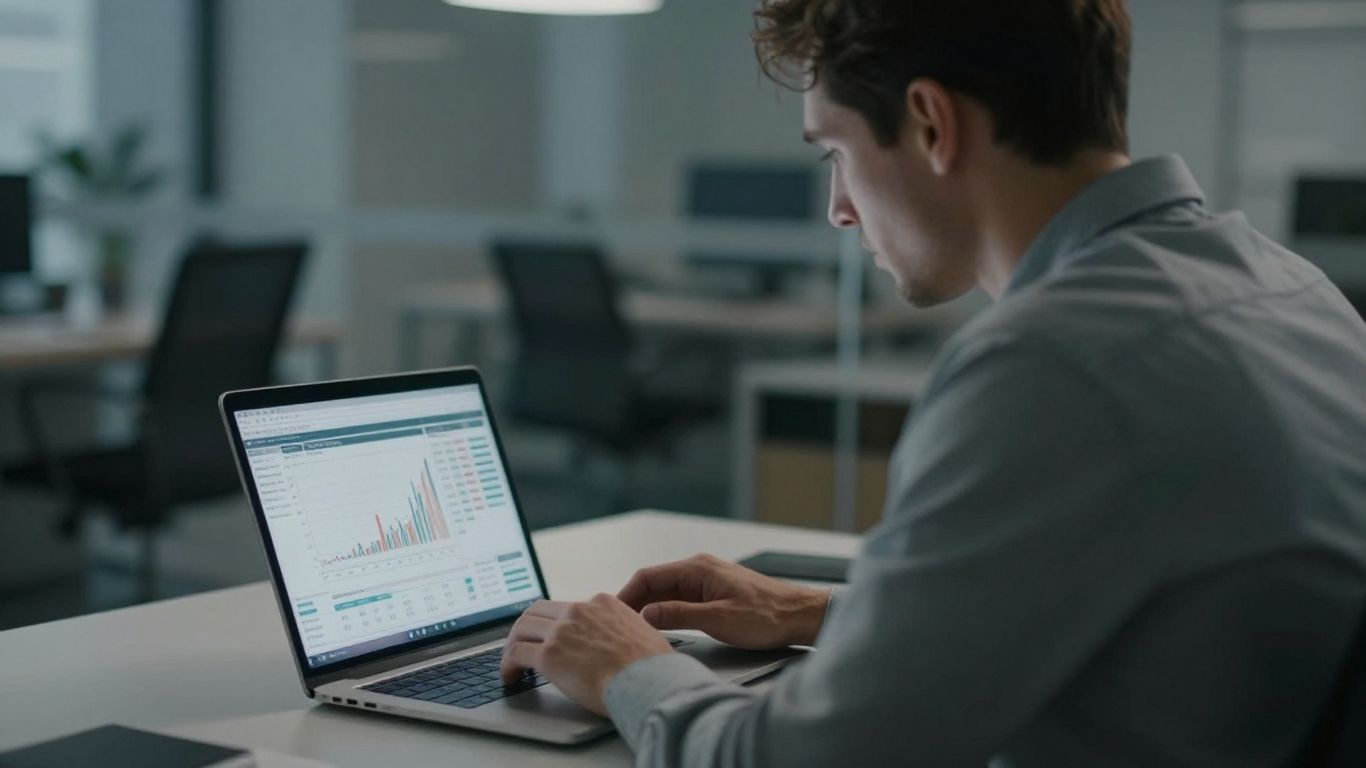 Person reviewing investment account on a laptop.