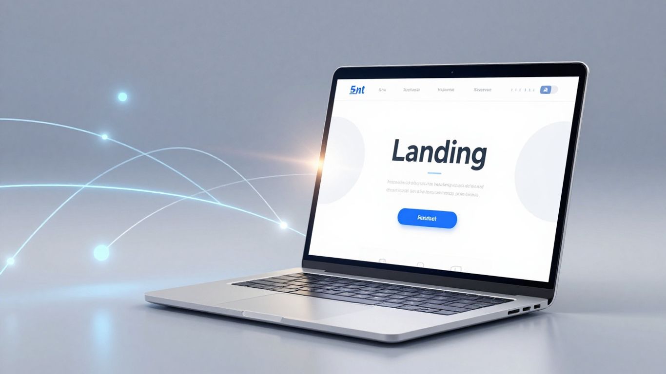 Modern laptop displaying a landing page design.