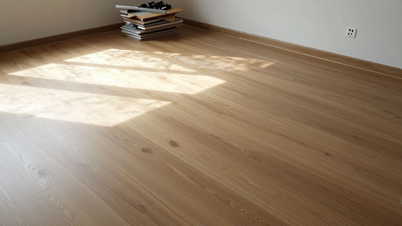 Empty room prepared for new flooring installation.