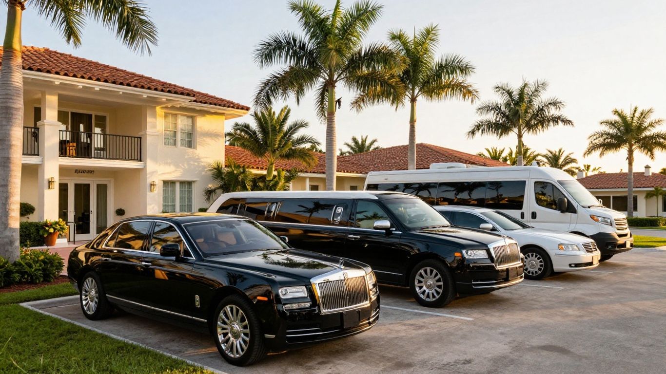 Luxury vehicles waiting outside a Jupiter hotel
