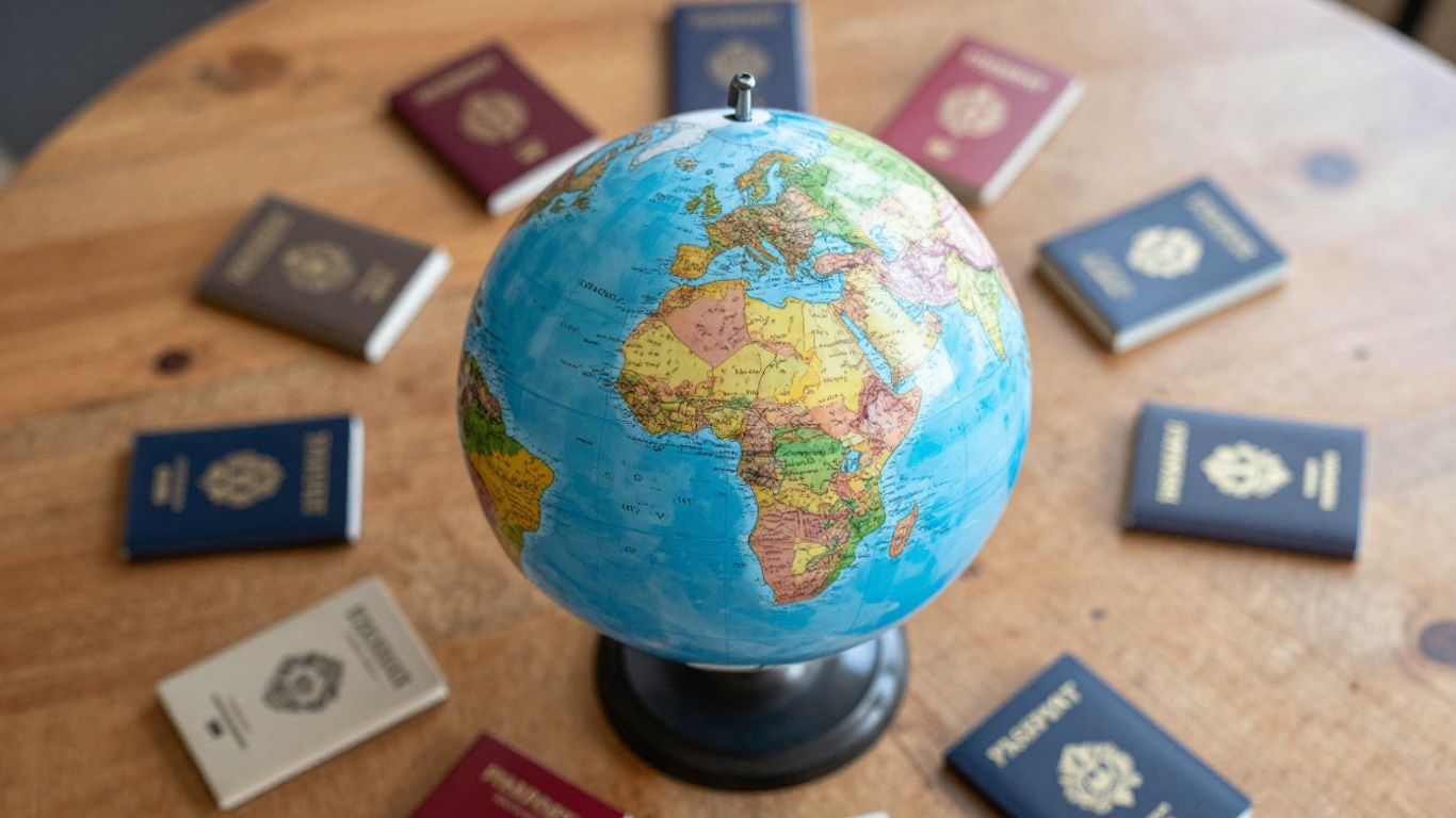 Global map showing visa zones