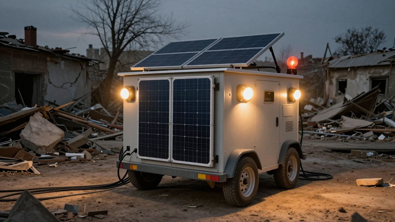 Mobile microgrid providing power in a disaster zone.