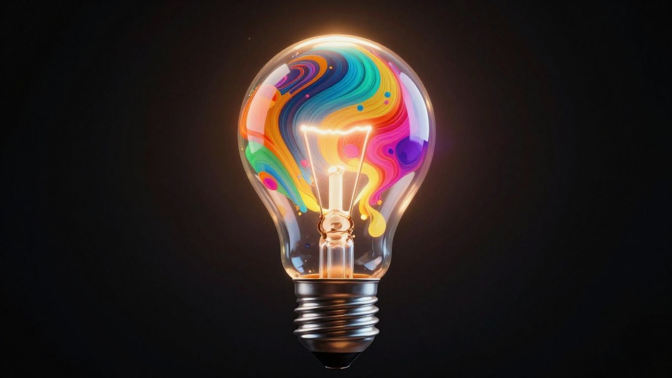 AI generated creative lightbulb with abstract art