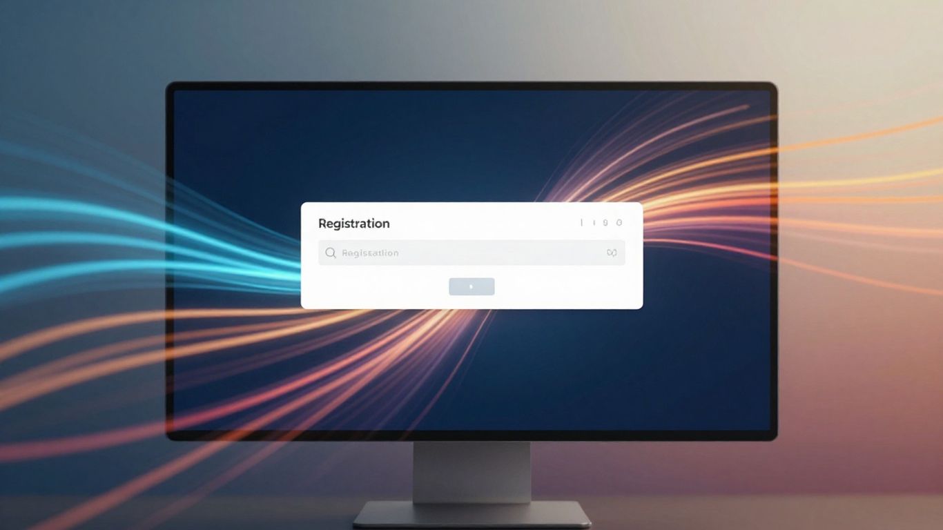 Webinar registration page on a digital screen.